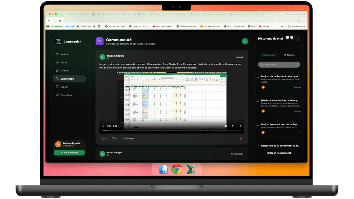 Espace communauté et astuces vidéo sur MacBook