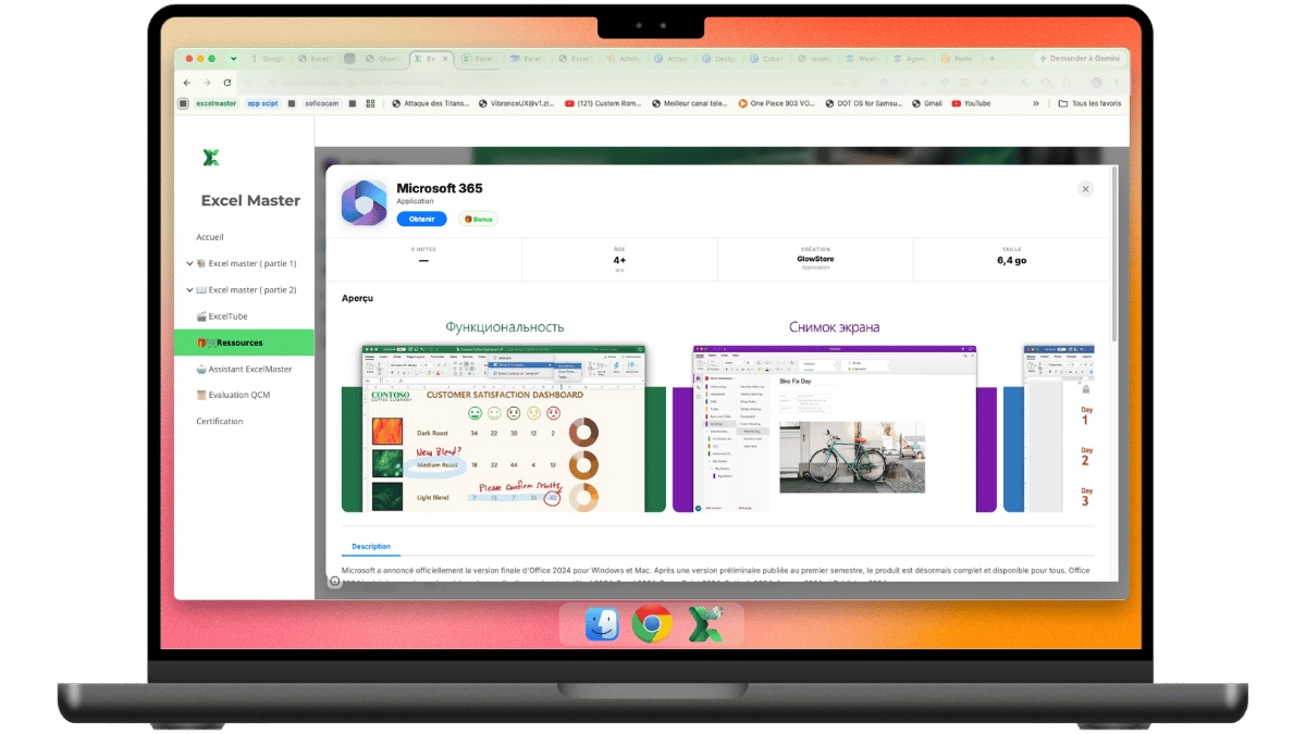 Espace ressources et classeurs sur MacBook