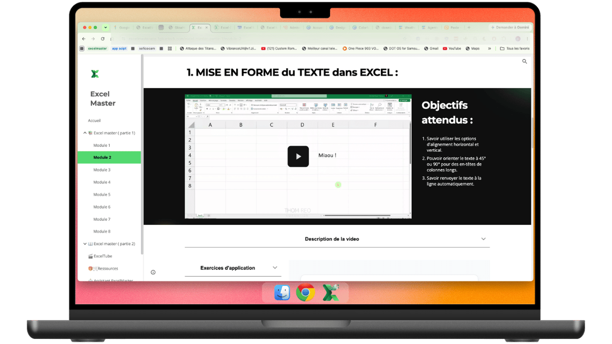 Lecteur vidéo immersif avec objectifs sur MacBook