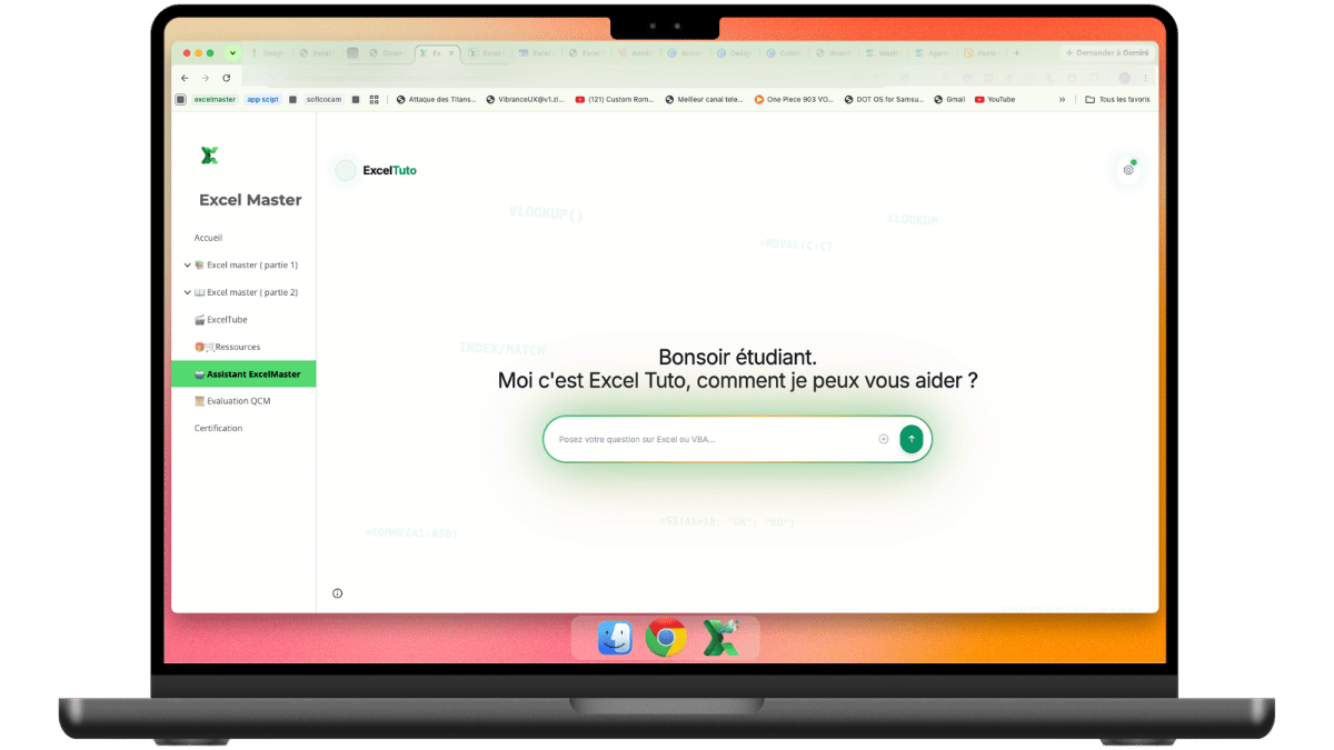 Assistant IA ExcelTuto sur MacBook